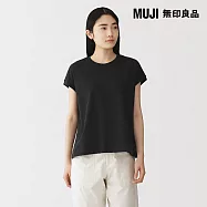 【MUJI 無印良品】女多線天竺法式袖T恤 S 黑色