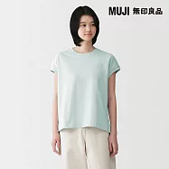 【MUJI 無印良品】女多線天竺法式袖T恤 S 淺藍