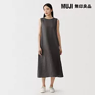 【MUJI 無印良品】女亞麻水洗無袖洋裝 L 深棕