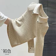 【初色】休閒風修身拼接撞色POLO領長袖內搭打底針織衫上衣女上衣-共3色-17526(F可選) F 杏色