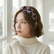 【HandStyle】髮帶 復古撞色幾何印花交叉寬版彈力髮帶(20020) _暗粉