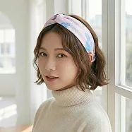 【HandStyle】髮帶 幾何印花撞色條紋交叉寬版彈力髮帶(21020) _粉色