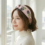 【HandStyle】髮帶 吸睛百搭熱帶鳳梨交叉寬版彈力髮帶(26020) _粉色