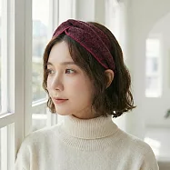 【HandStyle】髮帶 法式復古經典針織交叉寬版彈力髮帶(28025) _酒紅