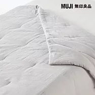 【MUJI 無印良品】吉貝木棉混二重紗薄被 /D/灰色成品尺寸:W190&times;L210 cm 壓紋縫製加工