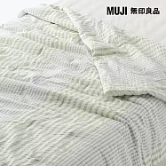 【MUJI 無印良品】凹凸織薄被 /S/綠直紋成品尺寸:W140&times;L190 cm 壓紋縫製加工