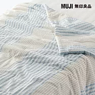 【MUJI 無印良品】凹凸織薄被 /S/藍直紋成品尺寸:W140&times;L190 cm 壓紋縫製加工