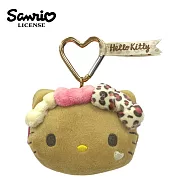 【日本正版授權】凱蒂貓 大頭造型 收納包 吊飾 - 棕色款