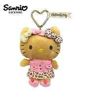 【日本正版授權】凱蒂貓 豹紋系列 玩偶吊飾 - 棕色款