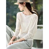 【MsMore】 都市立體浮雕T恤蝙蝠長袖藏肉百搭上衣# 127125 M 杏色