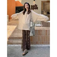 【ACheter】 慵懶鬆弛的顯瘦寬鬆防曬罩衫長袖上衣# 127134 L 米杏色