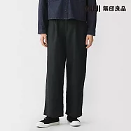 【MUJI 無印良品】女大麻混斜紋織直筒褲 M 黑色