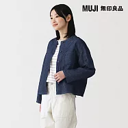 【MUJI 無印良品】女大麻混丹寧九分袖襯衫 M 深藍