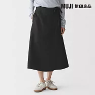 【MUJI 無印良品】女大麻混斜紋織圍裹裙 M 黑色