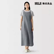 【MUJI 無印良品】女大麻混棉細肩帶洋裝 S 深灰
