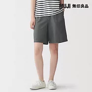 【MUJI 無印良品】女大麻混斜紋織五分褲 S 灰白