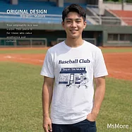 【MsMore】 《自訂款》棒球俱樂部中性款圓領T恤# 127155 S 白色