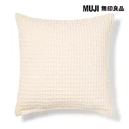【MUJI 無印良品】印度棉水洗鬆餅紋抱枕套/原色成品尺寸:W43&times;L43 cm 附拉鍊