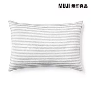 【MUJI 無印良品】棉天竺枕套/50/混灰橫紋成品尺寸:W52&times;L95 cm 圓柱型