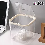 【E.dot】按壓彈蓋加大桌面透明收納盒 透白
