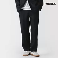 【MUJI 無印良品】男亞麻水洗錐形褲 S 黑色