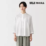【MUJI 無印良品】女亞麻水洗七分袖套衫 S 白色