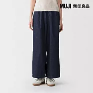 【MUJI 無印良品】女棉麻丹寧舒適寬版褲 S 暗藍