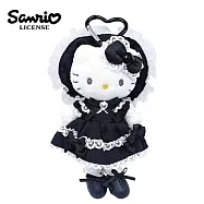 【日本正版授權】凱蒂貓 長腿系列 蘿莉塔造型 玩偶吊飾 - 黑色款