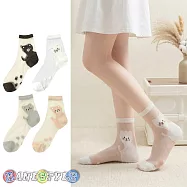 【HandStyle】女襪 日系萌寵小熊透明水晶網紗中筒絲襪(80065) _四入組