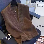 【初色】休閒風純色寬鬆顯瘦V領無袖疊穿外搭坎肩馬甲背心女背心-共3色-18909(F可選) F 咖色