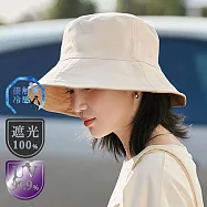 日本 BEAUTYJAPAN 涼感冰絲純棉兩面防曬帽 BJ2166 米白/卡其色