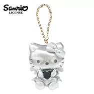 【日本正版授權】凱蒂貓 黑天使系列 皮質玩偶吊飾 - 銀色款
