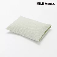 【MUJI 無印良品】棉凹凸織枕套/43/綠色成品尺寸:W45&times;L88 cm 圓柱型
