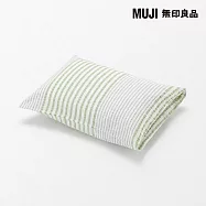 【MUJI 無印良品】棉凹凸織枕套/50/綠色直紋成品尺寸:W52&times;L95 cm 圓柱型