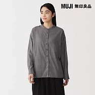 【MUJI 無印良品】女強撚透明感長袖襯衫 S 墨灰