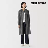 【MUJI 無印良品】女強撚透明感長袖襯衫式洋裝 S 墨灰