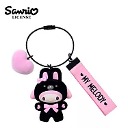【日本正版授權】三麗鷗 粉黑系列 植絨造型鑰匙圈 - 美樂蒂