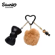 【日本正版授權】凱蒂貓 長腿系列 蝴蝶結造型鑰匙圈 - 黑色款