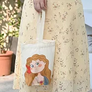 【素包包】手提包 大眼萌像翻轉名畫Q版手繪帆布小提袋(52010) _女孩