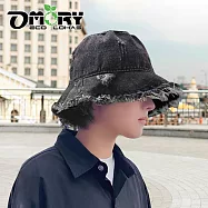 【OMORY】日系刷虛軟質牛仔帽- 黑色