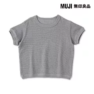 【MUJI 無印良品】幼兒容易穿脫鬆餅紋圓領短袖T恤 80 灰白