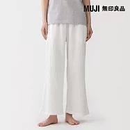 【MUJI 無印良品】女楊柳紗織長褲 M 柔白
