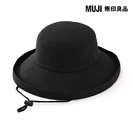 【MUJI 無印良品】萊賽爾混麻寬簷帽 黑色