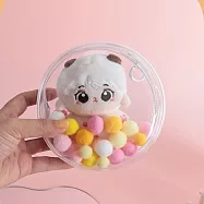 【素包包】遛娃外出展示萌系透明圓型娃娃收納掛包(39029) _大圓x鑰匙扣+毛球