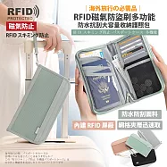 【Sayaka紗彌佳】防盜包 RFID磁氣防盜刷大容量收納護照證件卡片包 -綠色