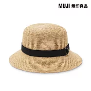 【MUJI 無印良品】椰纖編織可折疊平頂有簷帽 原色