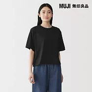 【MUJI 無印良品】女吸汗速乾圓領短袖T恤 M 黑色