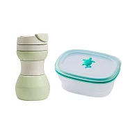 【仁舟淨塑】城市隨行組_矽密咖啡杯 +小容量海龜矽密盒 2 入組 (保鮮盒/環保餐盒/環保杯/隨行杯)