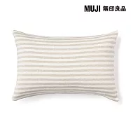 【MUJI 無印良品】棉天竺枕套/43/混米橫紋成品尺寸:W45&times;L88 cm 圓柱型
