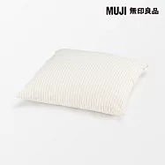 【MUJI 無印良品】涼感大型坐墊/象牙白直紋成品尺寸:W75&times;L75 cm